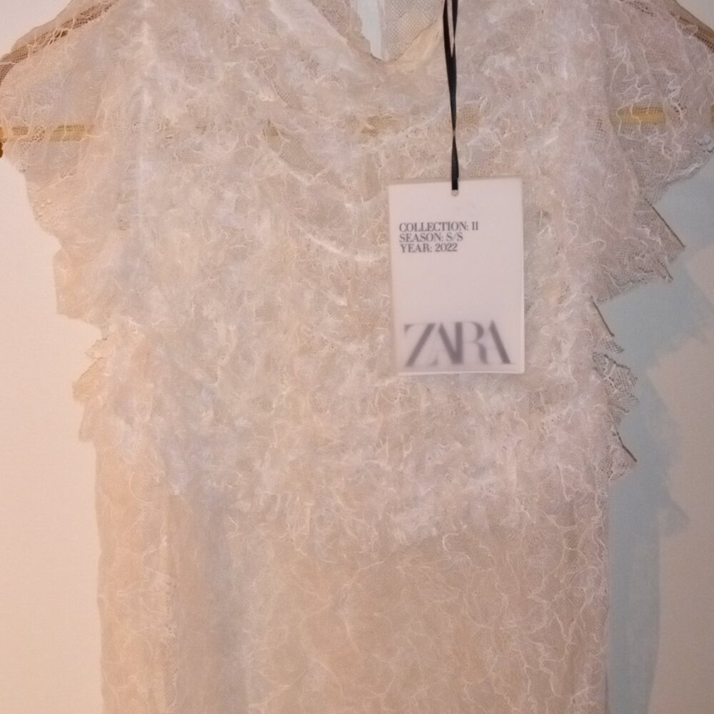 SZ Small RUFFLED LACE TOP LIMITED EDITION ZARA REF 2538/752 - Picture 3 of 7